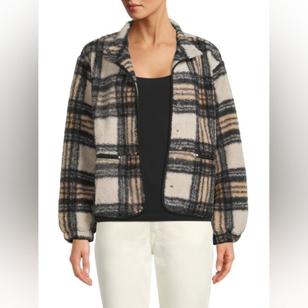 Sanctuary Plaid Faux Fur Coat XL